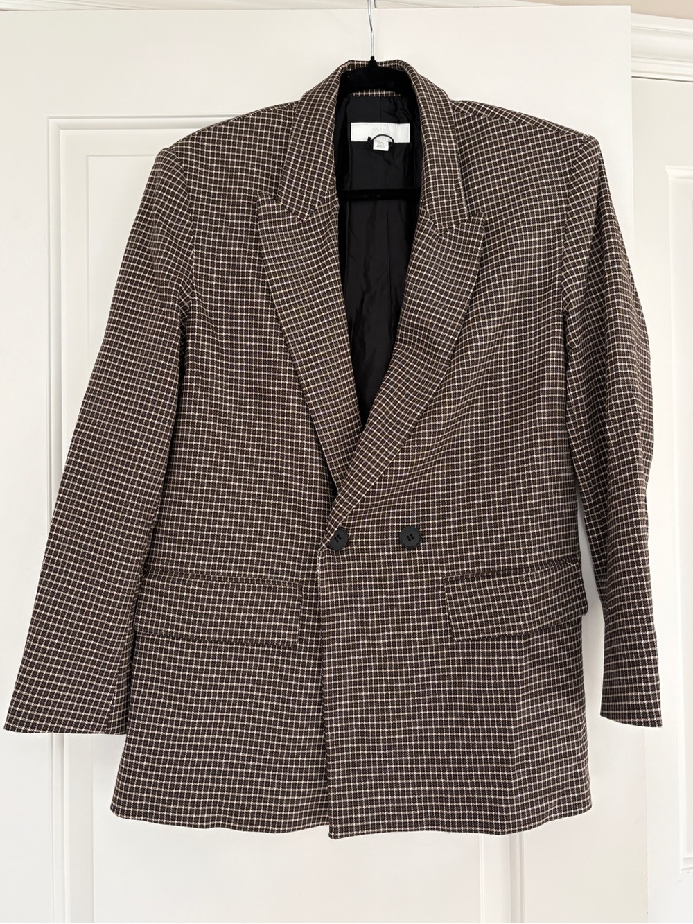 Zara Brown Windowpane Plaid Blazer